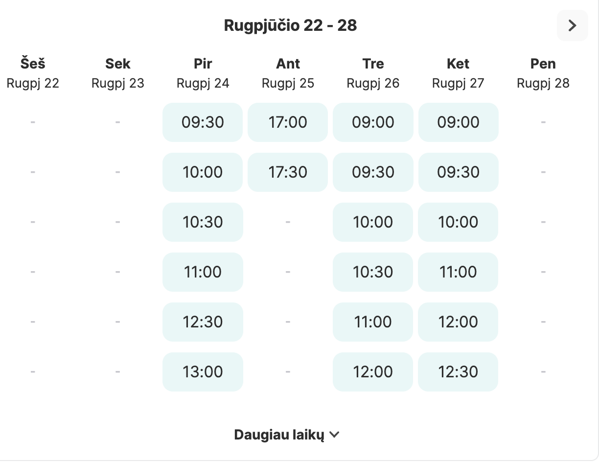 Kadruotė 5: registracijos kalendorius